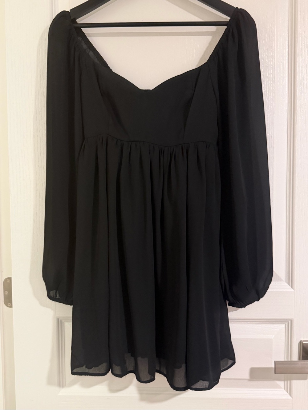 Abercrombie & Fitch Black Long-Sleeve Empire Babydoll Dress